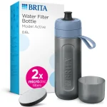 Discount BRITA Waterfilterfles Active 0.6L Donkerblauw Inclusief 2 MicroDisc Single Unit