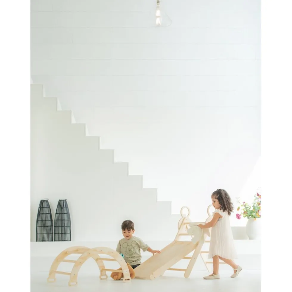 buxibo-mini-houten-klimrek-met-fXvALzQg-1.webp Online Buxibo Mini Houten Klimrek Met Klimboog & Klimhelling Met Glijbaan Montessori Speelgym