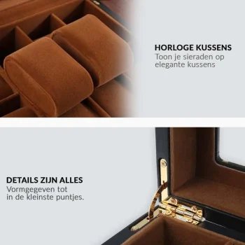 Clearance Confibel Horloge Box Voor Uw Juwelen En Sieraden 10 Compartimenten Met Kussentjes