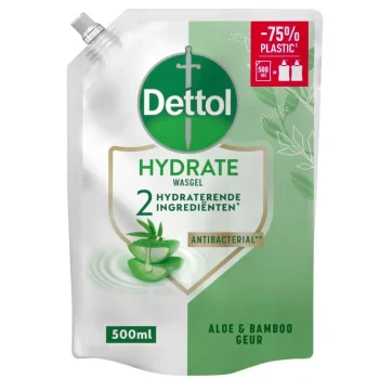 New Dettol Hydrating Aloë Vera Antibacteriële Wasgel Navulling