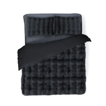 Clearance Eleganzzz Dekbedovertrek Bubble Pom Pom Rabbit Fur - Dark Grey 200x200/220cm