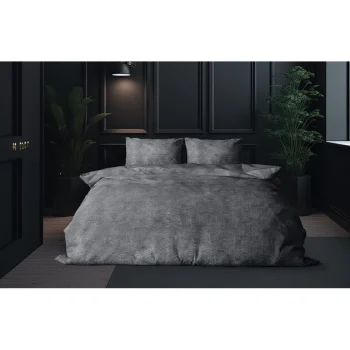 Discount Eleganzzz Dekbedovertrek Flanel Fleece - Dark Grey 140x200/220cm