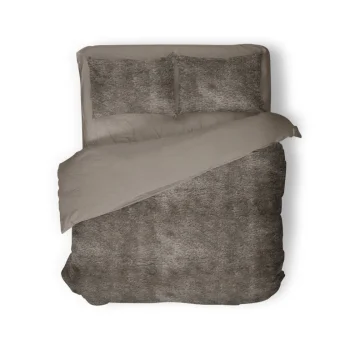 Sale Eleganzzz Dekbedovertrek Flanel Fleece - Taupe Grey 200x200/220cm