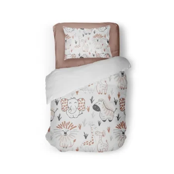 Best Eleganzzz Kinder Dekbedovertrek Micropercal Animal Crackers - White 140x220/240cm