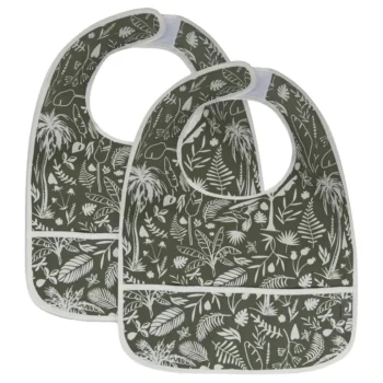 Clearance Jollein Botanical Leaf Green 2-pack Waterproof Slabber