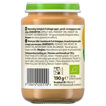 Discount Kruidvat 6+M Bio Appel, Perzik & Mango Fruithapje