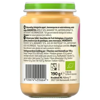 New Kruidvat 8+M Bio Appel, Banaan & Watermeloen Fruithapje