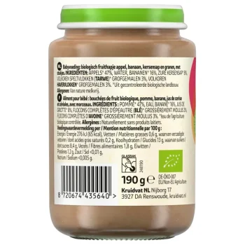 New Kruidvat 8+M Bio Appel, Banaan, Kers & Granen Fruithapje