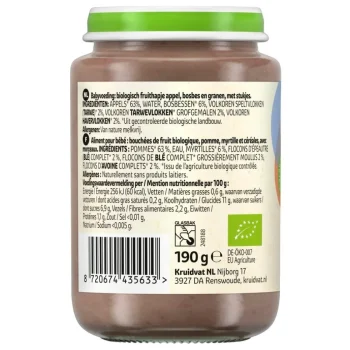 Best Kruidvat 8+M Bio Appel, Bosbes & Granen Fruithapje