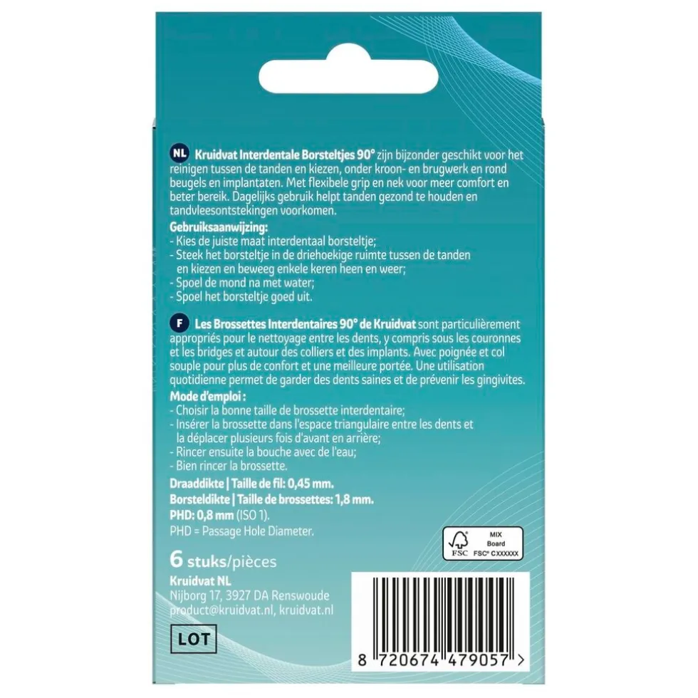 kruidvat-90-08mm-interdentale-ffdpYmPG-1.webp Clearance Kruidvat 90° 0,8mm Interdentale Borsteltjes
