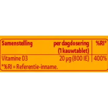 Outlet Kruidvat Vitamine D3 20mcg Kauwtabletten