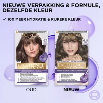 New Excellence L'Oréal Paris Cool Crème 6.11 Ultra As Donkerblond Permanente Haarkleuring
