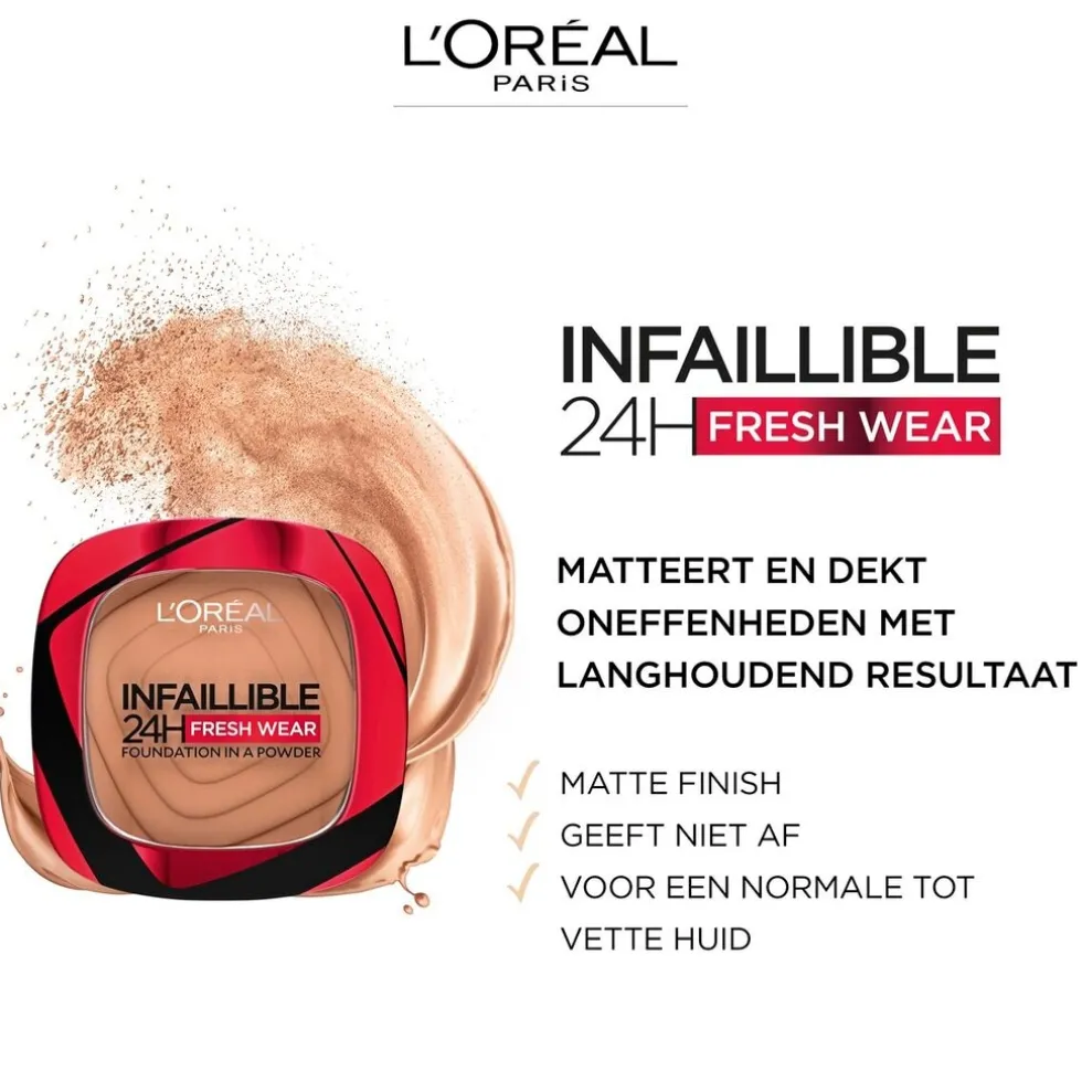 loral-paris-infaillible-24h-fr-PVUrCkMC-5.webp New L'Oreal L'Oréal Paris Infaillible 24H Fresh Wear 245 Golden Honey Foundation In A Powder