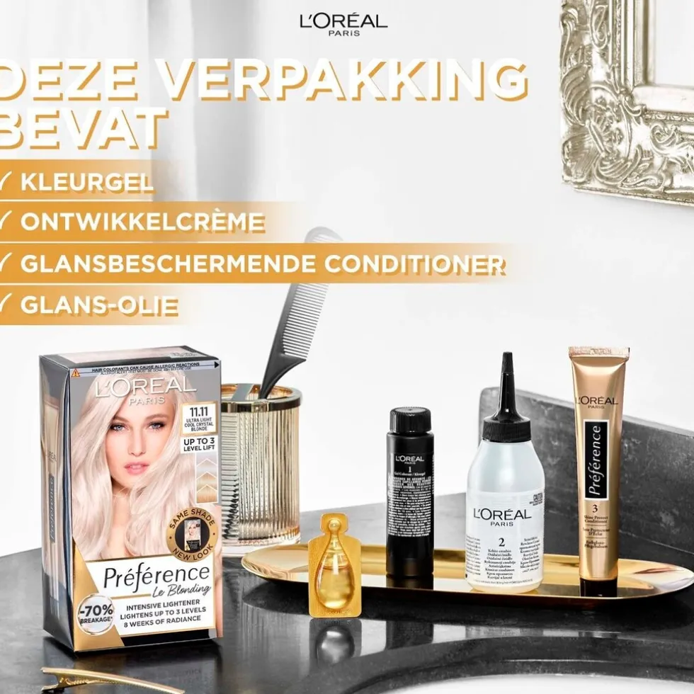 loral-paris-prfrence-le-blondi-TgNVuKaM-2.webp Sale Preference L'Oréal Paris Préférence Le Blonding 11.11 Ultra Licht Asblond Permanente Haarkleuring