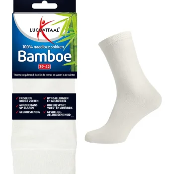 Sale Lucovitaal Bamboe Sokken Lang Wit