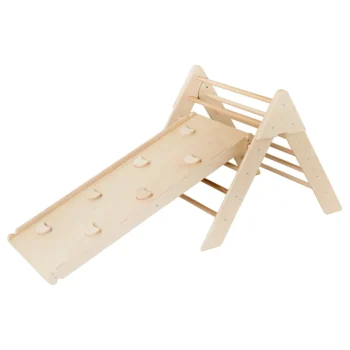 New Luna Toys Naturel ECO Houten Klimrek Met Glijbaan