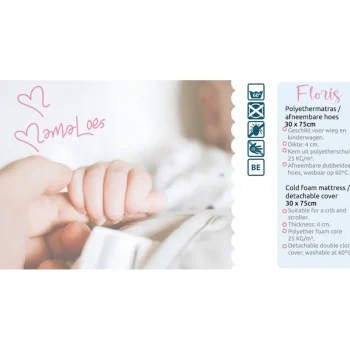Fashion MamaLoes Floris 30x75x4 Cm Ovaal Poly Kinderwagen- En Wiegmatras