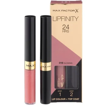 Hot Max Factor Lipfinity Lip Colour 016 Glowing 2-Step Longlasting Lipstick