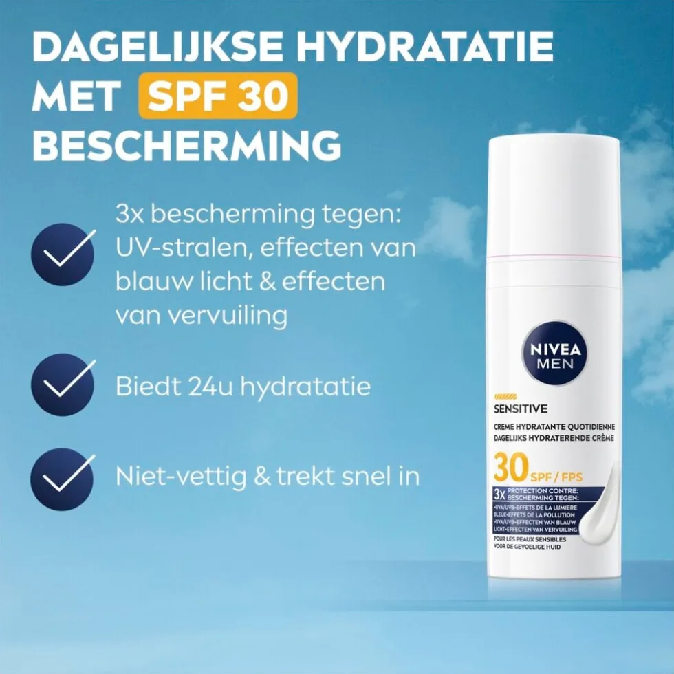 nivea-men-spf30-sensitive-dage-gOVMDlpj-1.webp Clearance Nivea Men SPF30 Sensitive Dagelijkse Beschermende Hydraterende Crème