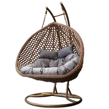 Outlet Rijoka Hangstoel Dubbel Eggy Rope Schommelstoel Luxe Rattan 2persoons