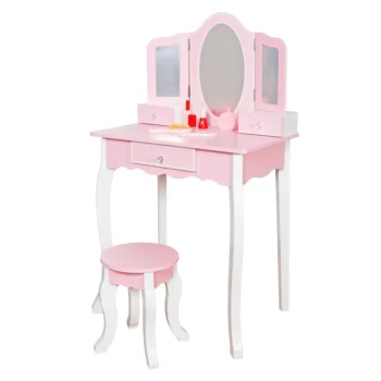 Hot Rijoka Houten Kaptafel Make Up Dresser Met Krukje 3x Spiegel