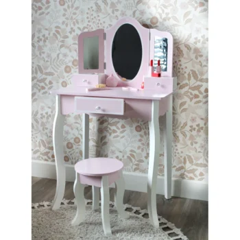 Hot Rijoka Houten Kaptafel Make Up Dresser Met Krukje 3x Spiegel