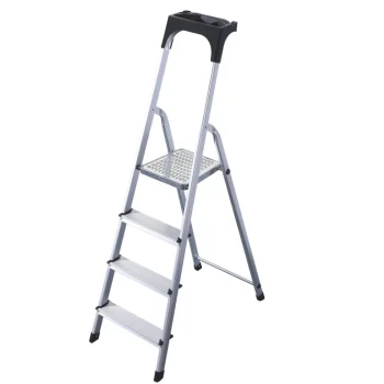 Outlet Rijoka Huishoudtrap Aluminium 4 Treden Anti Slip Treden Opbergkapje