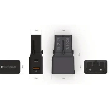 New Rolling Square Pocket Travel Adapter Wereldstekker - Zwart