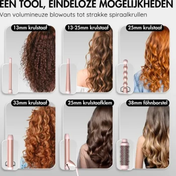 Hot Sansbeauté ® 6 In 1 Krultang Met Klem - 13mm Tot 38mm - Thermal Brush