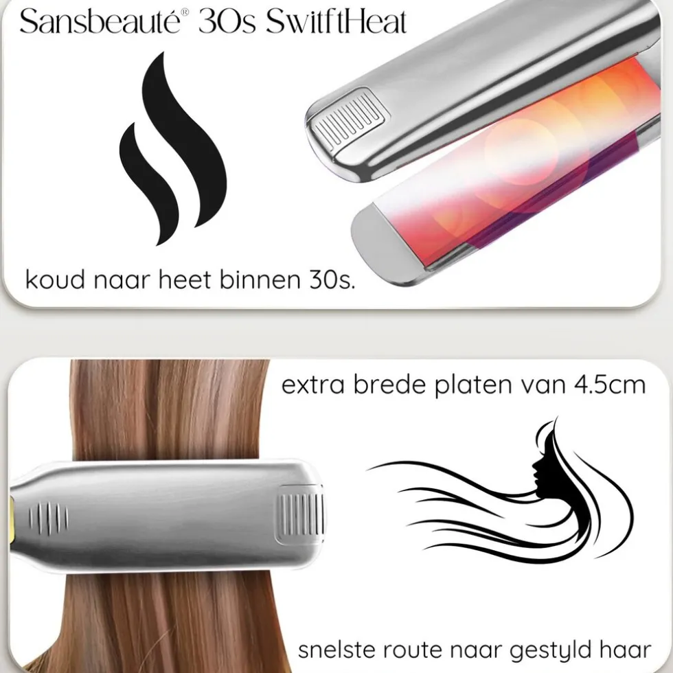 sansbeaut-professionele-stijl-diYKuqEp-1.webp Online Sansbeauté Professionele Stijltang - Hair Straightener - Stijltangen - 80℃ T/m 230℃