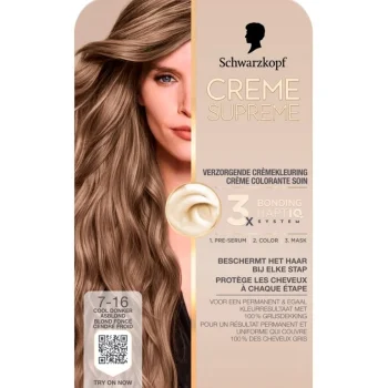 Hot Schwarzkopf Creme Supreme 7-16 Cool Donker Asblond Verzorgende Crèmekleuring
