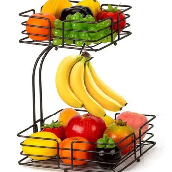 New SensaHome Fruitmand Met Bananenhouder Vierkant 2-Laags