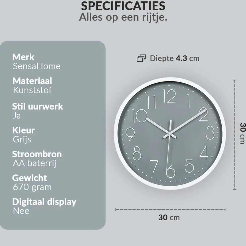sensahome-wandklok-minimalisti-ofmaBDPZ-4.webp New SensaHome Wandklok Minimalistische Design Stille Uurwerk TM20050-4