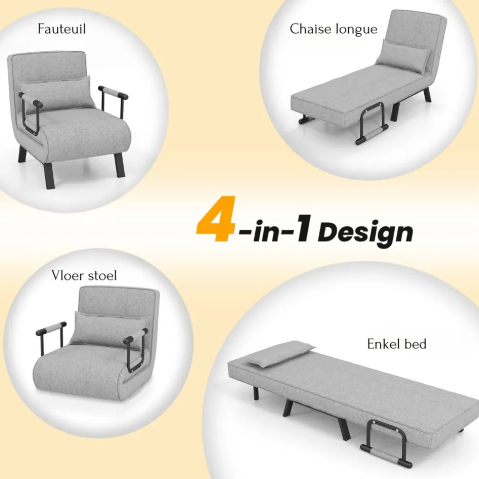 trendmix-4-in-1-uitklapbare-sl-Lmtqwxwj-2.webp Sale Trendmix 4-in-1 Uitklapbare Slaapstoel Slaapbank Met 6 Standen Verstelbare Rugleuning