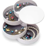 Fashion UNIQ Draaibare Ronde Sieradendoos / Organizer Met Spiegel - Wit